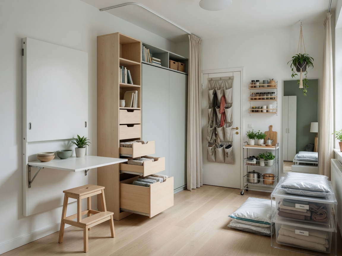 Before and after diagram of space-optimized small bedroom layout