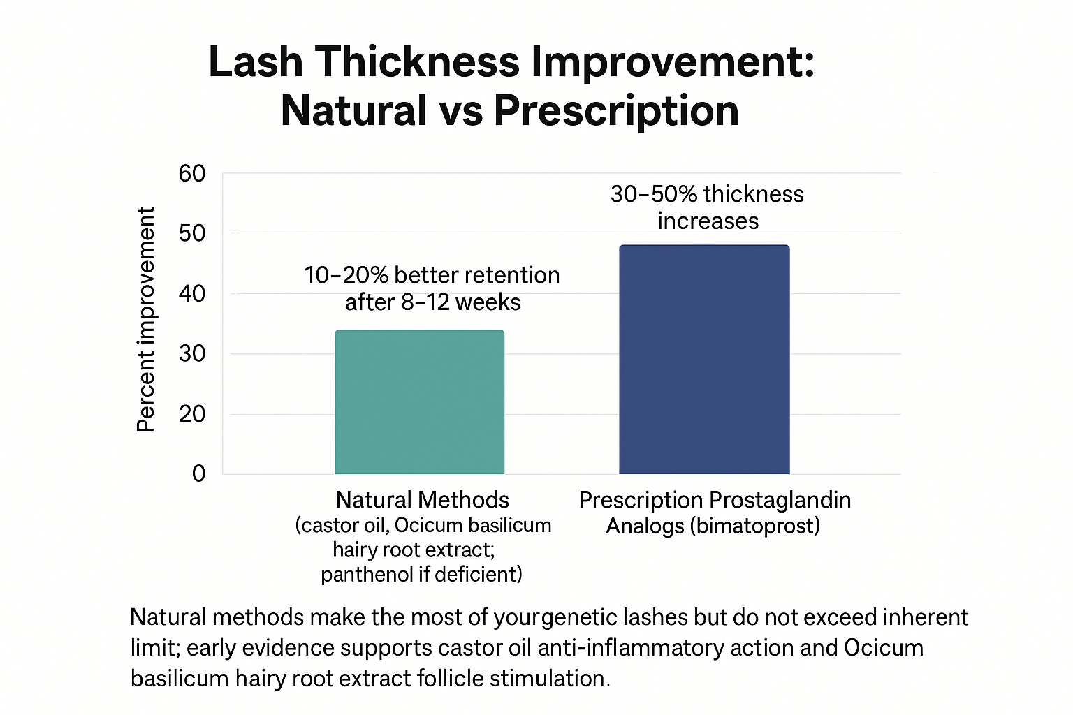 Bar chart comparing 10-20% improvement from natural methods versus 30-50% from prescription options