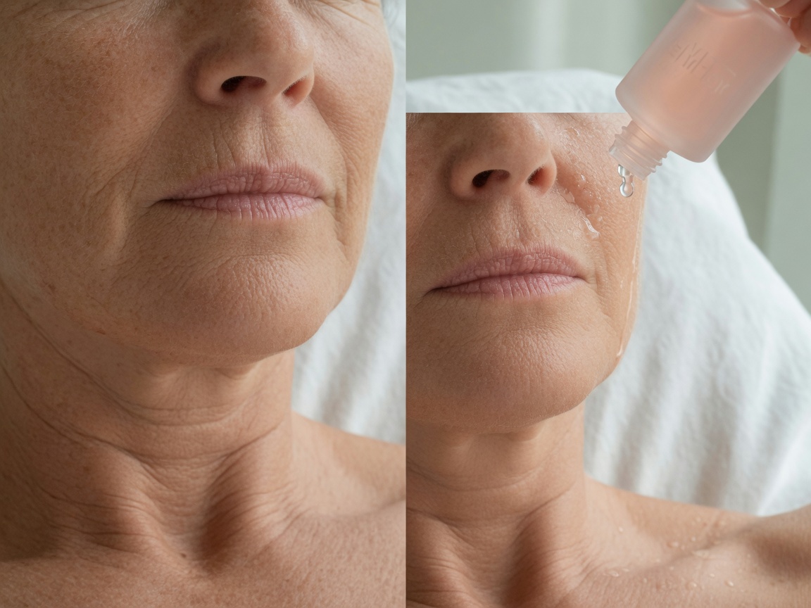 Flowchart showing how growth factors and copper peptides target the five signs of aging for skin restoration
