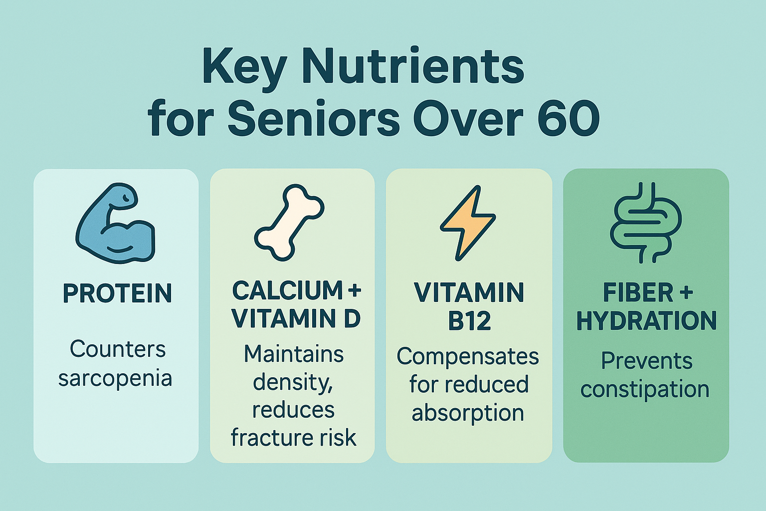 Infographic of essential nutrients and their benefits for seniors