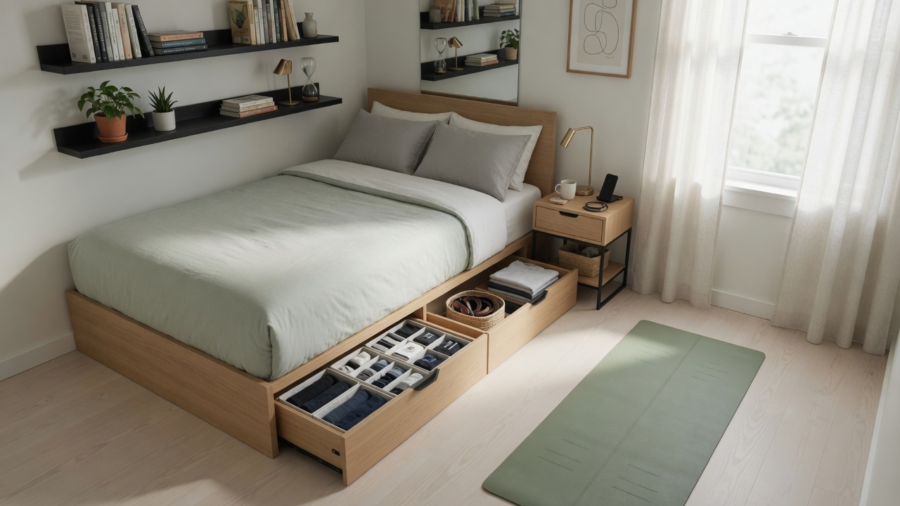 Editorial photograph related to Smart Space Saving Ideas For Small Bedrooms: Smart Space Saving Ideas for Small Bedrooms