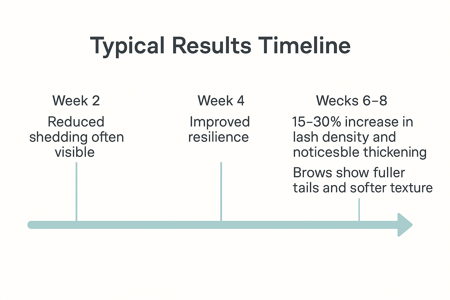 Timeline showing reduced shedding by week 2, improved resilience by week 4, and 15-30% density increase by weeks 6-8