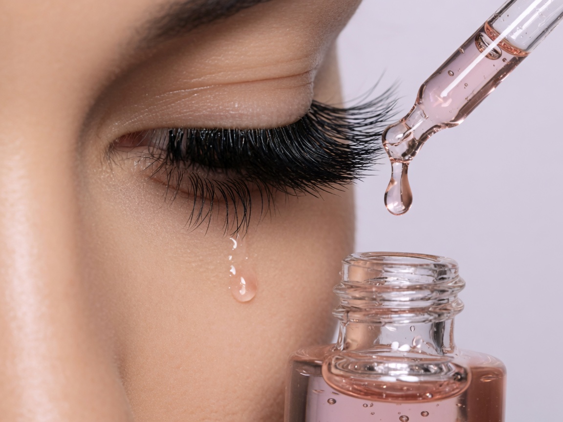Diagram explaining how stem cell lash serum strengthens, thickens, and conditions lashes and brows in 4-6 weeks